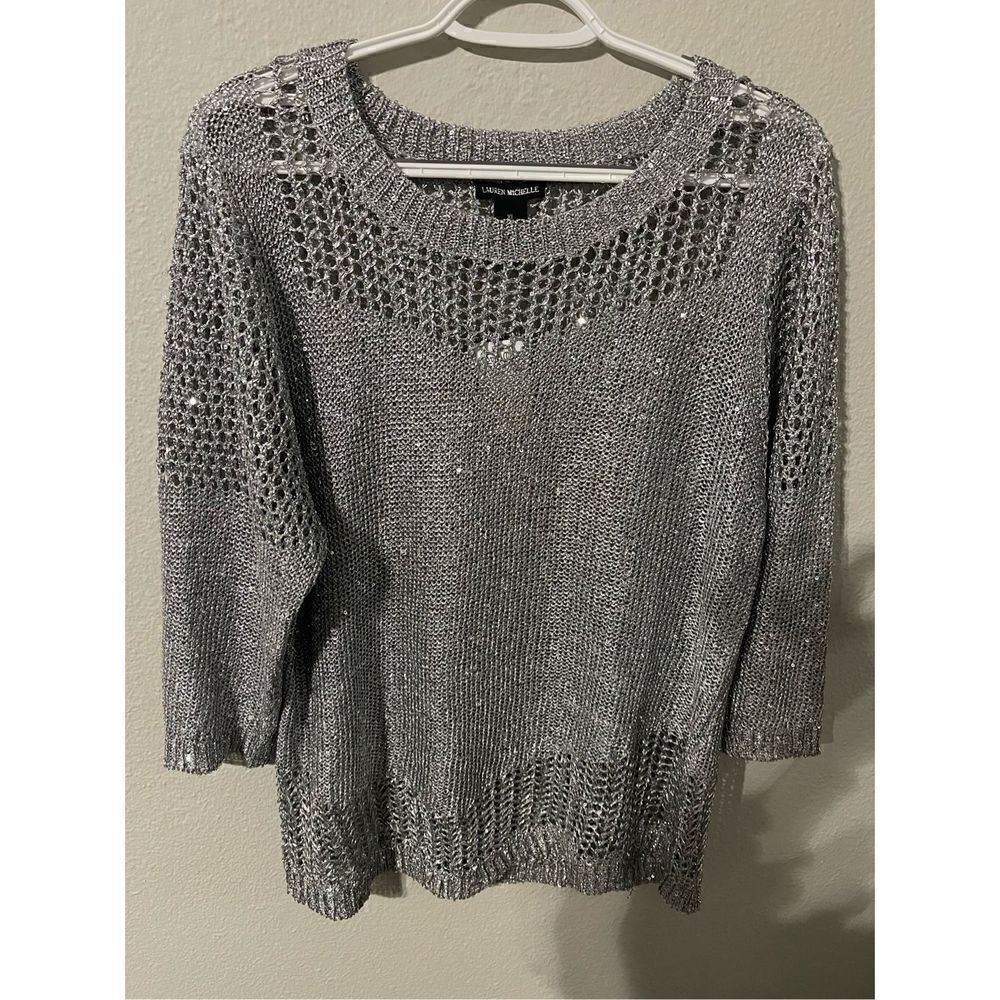 Lauren Michelle Silver Metallic Sweater